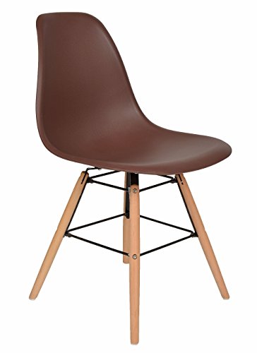 1 x Design Klassiker Stuhl Retro 50er Jahre Barstuhl Küchenstuhl Esszimmer Wohnzimmer Sitz in Braun mit Holz