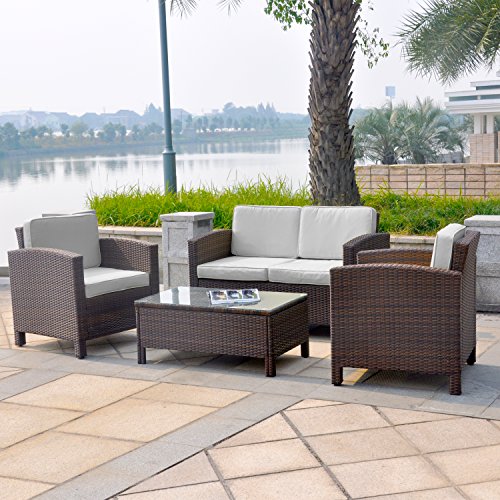 13tlg. Deluxe Lounge Set Gruppe Garnitur Gartenmöbel Loungemöbel Polyrattan Sitzgruppe - handgeflochten - braun-mix von XINRO®