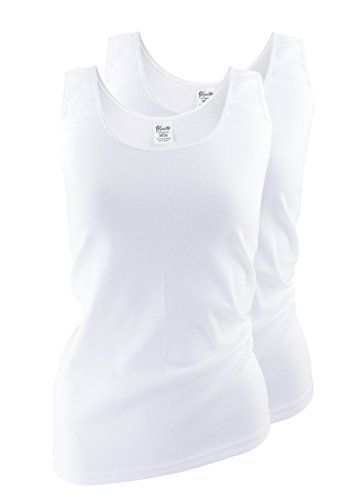 2-4-6 oder 8 Stück Damen Tank Top - Unterhemden mit dezent glänzender Satinband Einfassung