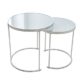 2er Set Design Couchtisch Original ART DECO II chrom / opal weiß Beistelltisch