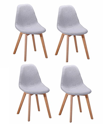 4 Stück Stühle teppichflächen Modernes Design – Sitzfläche Komfort – Füße aus Buchenholz – Collection Sandy