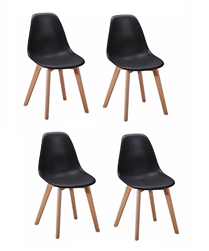 4 Stühle Skandinavisches Design – ergonomisch geformte Sitzfläche – Füße aus Buchenholz – Collection dawy
