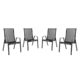 4er Set Stapelstuhl für Balkon Terrasse Garten-Stuhl mit Armlehne Textilene 2x1 schwarz Gestell anthrazit Hochlehner Stahlstuhl 55x72x97 cm bis 110 kg belastbar, stapelbar, witterungsbeständig