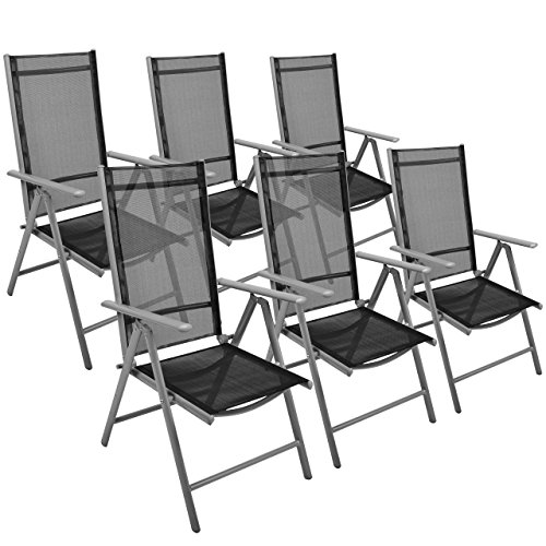 6er Set Klappstuhl Gartenstuhl Campingstuhl Liegestuhl – Sitzmöbel Garten Terrasse Balkon – klappbarer Stuhl aus Aluminium & Kunststoff - schwarz