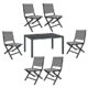 7-tlg. Kettler Gartenmöbel Set 1 Tisch 140x95 cm und 6 Klappstühle in anthrazit/taupe