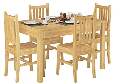 90.70-53 Set Schöne Essgruppe mit Tisch und 4 Stühlen Kiefer Massivholz Esstisch