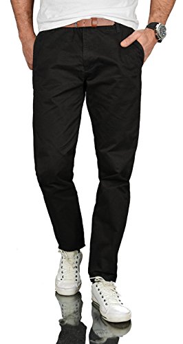 A. Salvarini Herren Designer Chino Stoff Hose inkl. Gürtel Regular Fit AS095