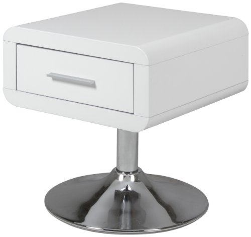 AC Design Furniture 47909 Nachttisch Josefine mit 1 Schublade, weiß hochglanz