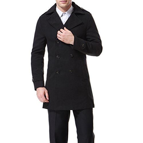 AOWOFS Herren Zweireiher Mantel Classic Reverskragen Slim Fit Trenchcoat 4 Farben