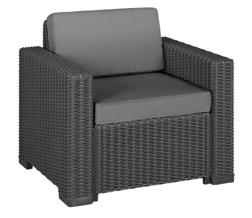 Allibert 212351 Lounge Sessel California Chair, Rattanoptik, Kunststoff, graphit, 2-er Set