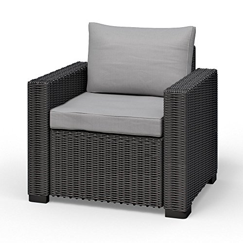 Allibert California Lounge Sessel Polyrattan Gartenmöbel Rattanoptik graphit inkl. Auflagen