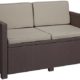 Allibert Lounge Sofa, Balkon, Victoria, braun/taupe, 129 x 63 x 77 cm, bequemes Lounge Sofa Rattan, Lounge California Sofa