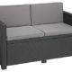 Allibert Lounge Sofa, Balkon, Victoria, grafit/cool grau, 129 x 63 x 77 cm, wetterbeständiges Lounge Sofa, Rattan