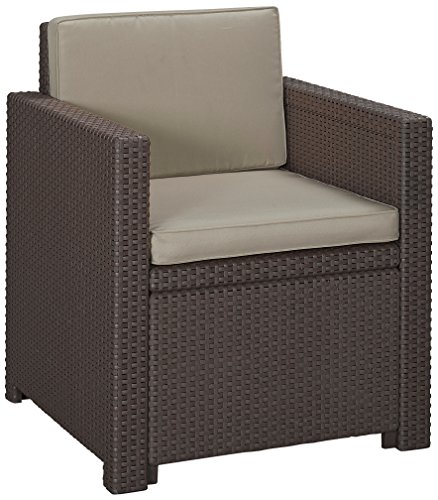 Allibert Lounge Victoria Dining Sessel, braun/taupe, 65 x 63 x 77 cm, bequeme Kunststoffstühle Garten