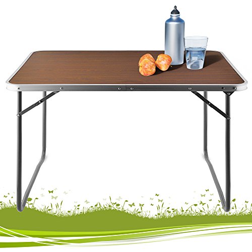 Alu Campingtisch Tisch Holzoptik Gartentisch Beistelltisch Klapptisch Balkontisch klappbar Maße: 80 x 60 x 70 cm (B/T/H)