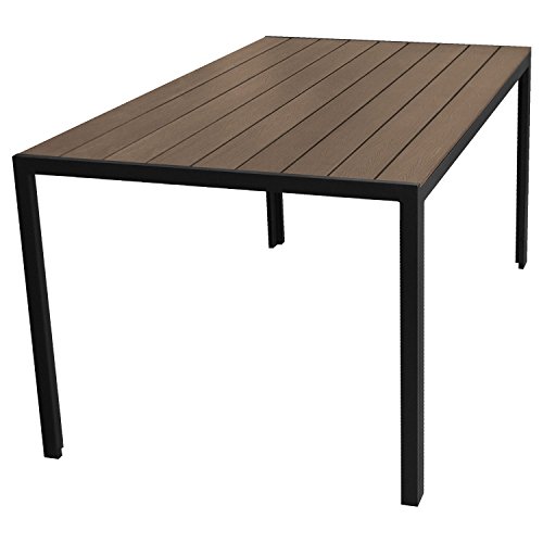 Aluminium Gartentisch 150x90cm mit Polywood / Non Wood - Tischplatte Brown-Grey Balkonmöbel Gartenmöbel Terrassenmöbel