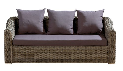 Ambientehome Polyrattan 2er Sofa Loungesofa Mosambik, grau