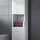 Badezimmer Schrank Montreal 131 cm Weiß Hochglanz Fronten – Regel Schrank Hochschrank Schrank Möbel