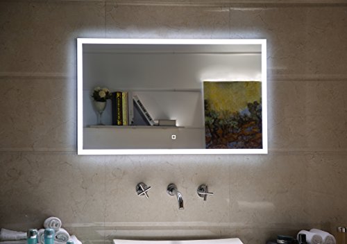 Badspiegel LED Spiegel GS042 mit Beleuchtung durch satinierte Lichtflächen Badezimmerspiegel mit Touch-Schalter (120 x 60 cm)