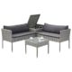 Balkon Loungeset BRESCIA mit Staufach, Stahl + Polyrattan grau, Polster dunkelgrau