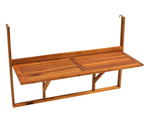 Balkonhängetisch 120x40cm klappbar, grosse Ausführung, Akazienholz, FSC®-zertifiziert