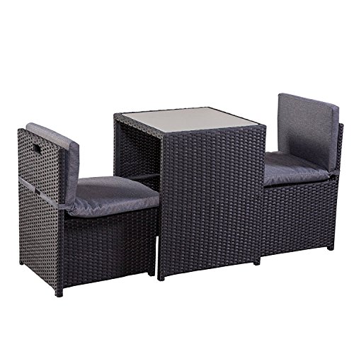 Balkonmöbel Set Balkonset Terrassenmöbel platzsparend Box Stahl PE-Rattan