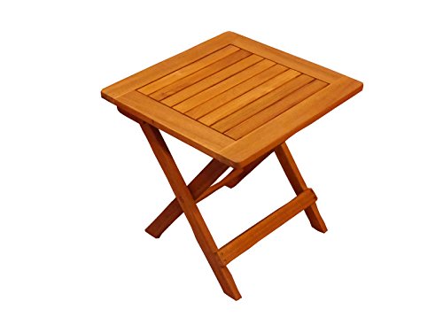 Beistelltisch Kaffee, Garten-Möbel aus Akazie-Holz massiv, kleiner Garten-Tisch 46x46 cm, für Balkon Terrasse Garten, Hartholz Klapptisch in braun