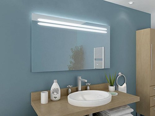 Belinia F111L1 Badspiegel mit Beleuchtung: Design Spiegel für Badezimmer, beleuchtet mit LED-Licht, modern, 140 verschiedene Größen