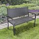 Benelando 2-Sitzer Gartenbank in schwarz aus Aluminium und stabilem Kunststoffgeflecht