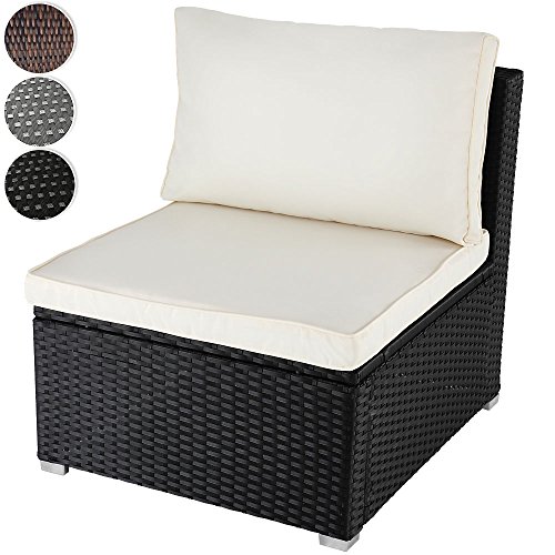 Bequemes Loungesofa aus Polyrattan für 1 Person Einsitzer Gartenmöbel inkl. Sitzkissen -Farbwahl- schwarz, grau oder braun