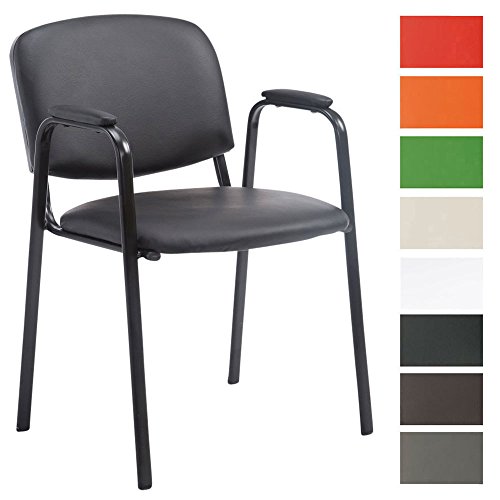 CLP Besucher-Stuhl KEN PRO mit Metallgestell und Kunstlederbezug | Stapelstuhl mit robustem Metallgestell und gepolsterter Rückenlehne | Maximale Belastbarkeit: 120 kg