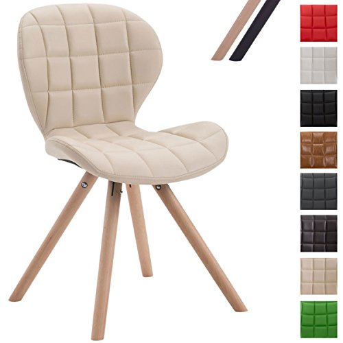 CLP Design Retro-Stuhl ALYSSA, Bein-Form rund, Kunstleder-Sitz gepolstert, Lounge-Sessel, Buchenholz-Gestell,