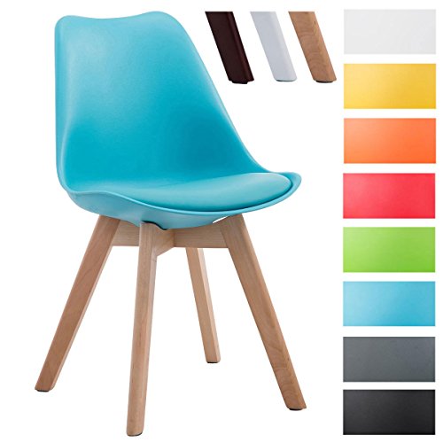CLP Design Retro-Stuhl BORNEO V2 mit Kunstlederbezug und hochwertiger Polsterung | Lehnstuhl mit Holzgestell | Besonders pflegeleichter und strapazierfähiger Stuhl in verschiedenen Farben erhältlich