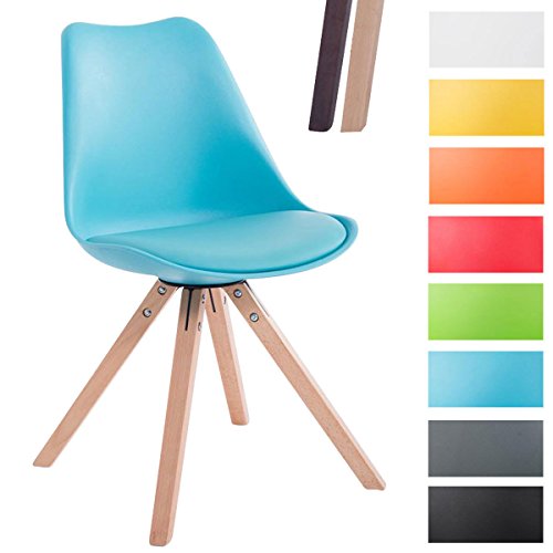 CLP Design Retro-Stuhl TOULOUSE SQUARED mit Kunstlederbezug und hochwertigem Sitzpolster | Kunstoff-Lehnstuhl mit Holzgestell | In verschiedenen Farben