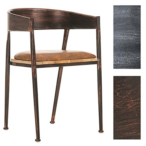 CLP Industrial Design-Stuhl BELVEDERE mit hochwertiger Polsterung und Kunstlederbezug | Metallstuhl mit einer Sitzhöhe von 48 cm