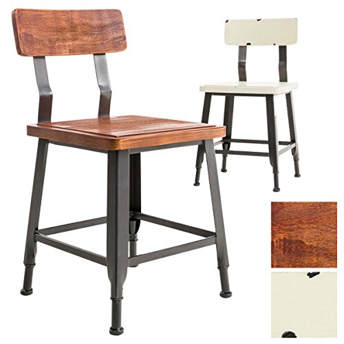 CLP Industrial Look-Stuhl TILL, mit Lehne, Material Holz Metall, Bistrostuhl, Retro-Design, Sitzhöhe 44 cm