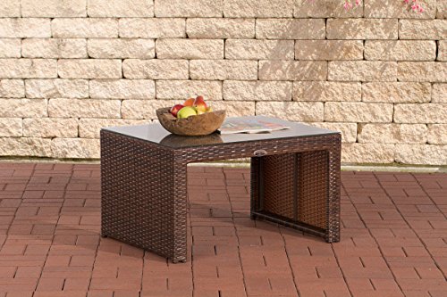 CLP Poly-Rattan Garten Lounge-Tisch CASABLANCA ca 85 x 60 cm, Höhe: 50 cm, ALU-Gestell, Glasplatte 5 mm Sicherheitsglas