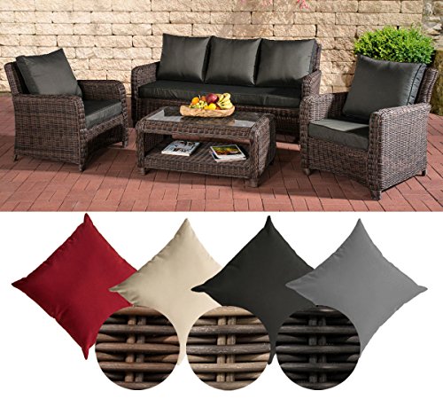 CLP Poly-Rattan Garten Loungemöbel Set SAN FERNANDO, ALU-Gestell (3er Sofa, 2 Sessel + Lounge-Tisch 100 x 55 cm)