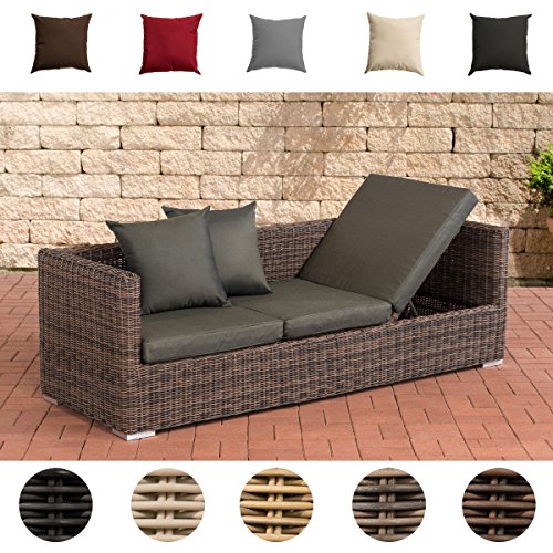 CLP Poly-Rattan Lounge-Sofa SOLANO 5 mm, ALU-Gestell, 3 er Sofa / Sonnenliege