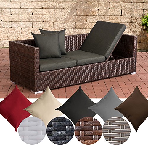 CLP Poly-Rattan Lounge-Sofa / Sonnenliege SOLANO, ALU-Gestell, 3er Gartensofa