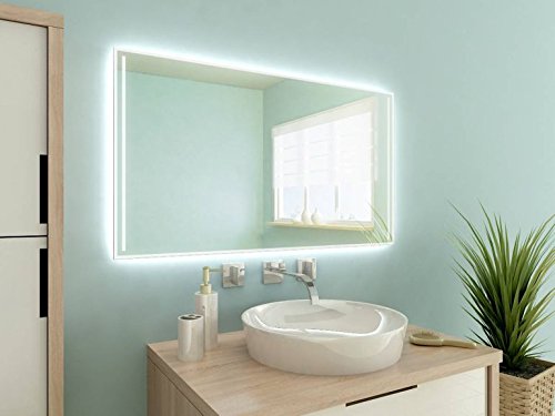 Cartagena M501L4 Badspiegel mit Beleuchtung: Design Spiegel für Badezimmer, beleuchtet mit LED-Licht, modern, 140 verschiedene Größen