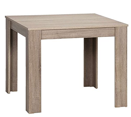 Cavadore Tisch Nick / Moderner Esstisch, gefertigt aus Melamin Eiche sägerau Trüffel / Resistent gegen Schmutz