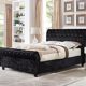 Chesterfield King Size Schlitten Designer Bett in schwarz Samt