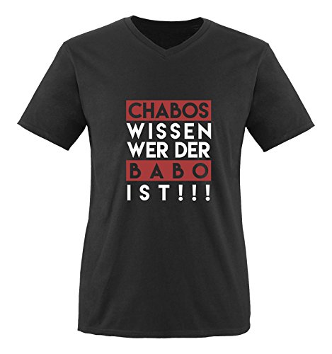 Comedy Shirts - Chabos wissen wer der Babo ist! - Herren V-Neck - V-Ausschnitt, 100% Baumwolle, Kurzarm Top Basic Print-Shirt