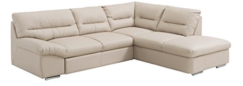 Cotta C060660 H368 Polsterecke 2er Ottomane, mit Bettfunktion und Bettkasten, Kunstleder, 268 x 216 cm, beige