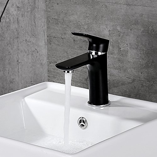 DESFAU schwarz Wasserhahn Waschbecken Armatur Waschtischarmatur Mischbatterie Bad Waschtischmischer Badarmatur