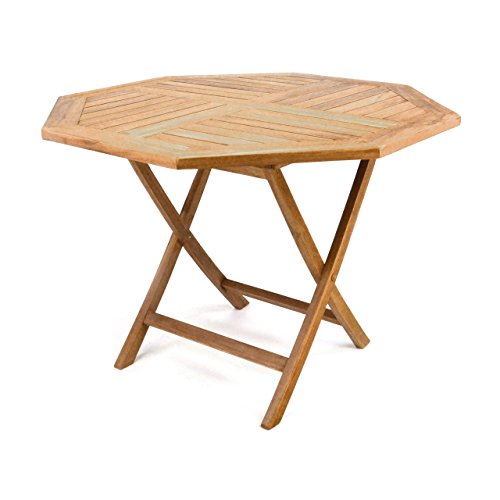 DIVERO GL05529 8-eckiger Balkontisch Gartentisch Beistelltisch Holz Teak Tisch für Terrasse Balkon Wintergarten witterungsbeständig behandelt massiv Ø 100 cm natur