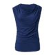 Damen Bluse, Beikoard Frauen Mode ärmelloses Rundkragen gefaltet Pure Farbe Casual Slim Tops Baumwolle Mischung Bluse Tee