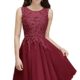 Damen Prinzessin V-Ausschnitt Tüll Cocktailkleid Applique Ballkleid Abendkleid Rückenfrei Knielang Gr.32-46