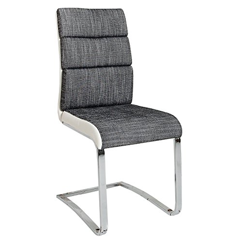 Design Freischwinger Stuhl WELLNESS Strukturstoff anthrazit weiß Flachstahl Esszimmerstuhl Esszimmer Küchenstuhl